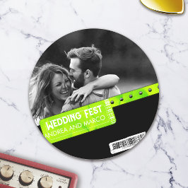 Sticker Rond Mariage Rock and Roll Billetterie Concert Boarding
