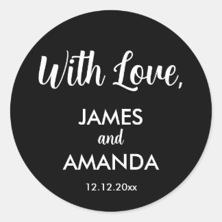 Sticker Rond Mariage romantique chic "Avec amour" Favoriser le
