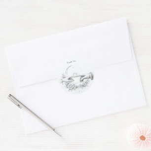 Sticker Rond Mariage romantique Merci des mains