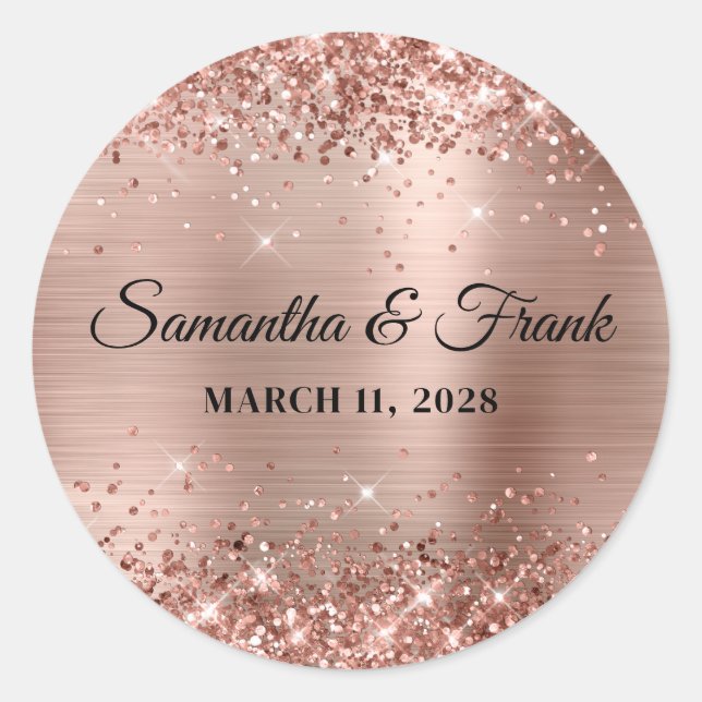 Sticker Rond Mariage Rose d'huile d'or (Devant)