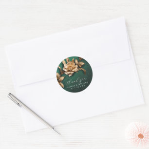 Sticker Rond Mariage rose d'or merci
