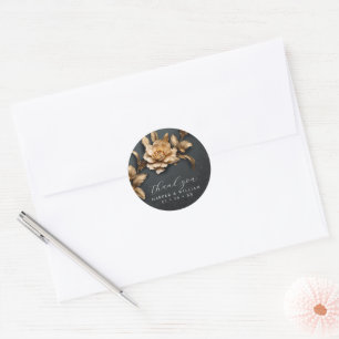 Sticker Rond Mariage rose d'or merci