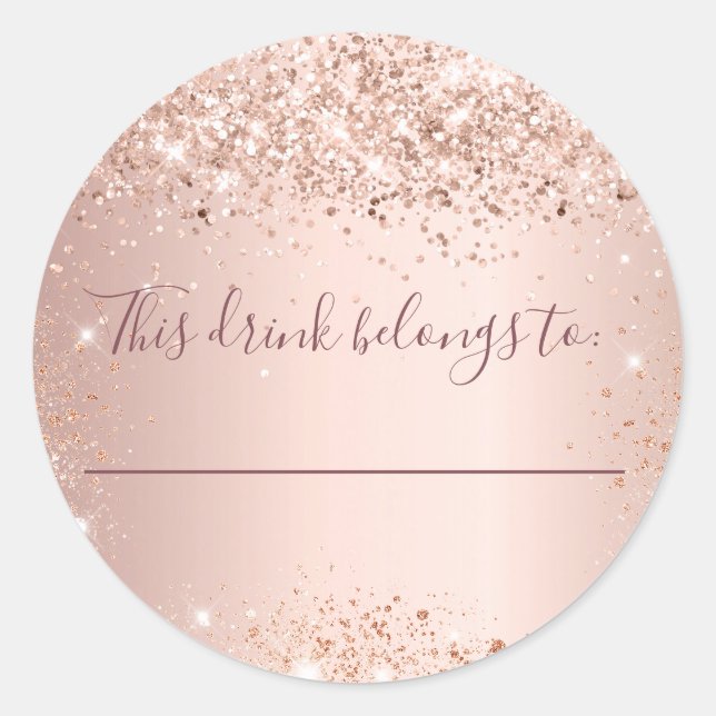 Sticker Rond Mariage rose gold cette boisson appartient à (Devant)