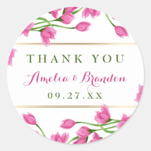 Sticker Rond Mariage rose Magnolia Buds & Fleurs