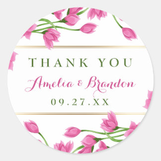Sticker Rond Mariage rose Magnolia Buds & Fleurs