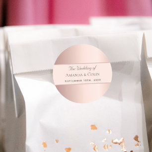 Sticker Rond Mariage rose or or merci élégant moderne