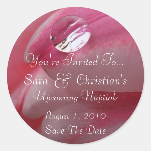 Sticker Rond Mariage rose Rose Raindrop (Devant)