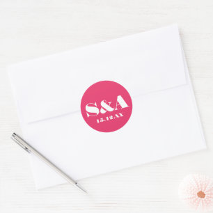 Sticker Rond Mariage rose vibre Super rétro