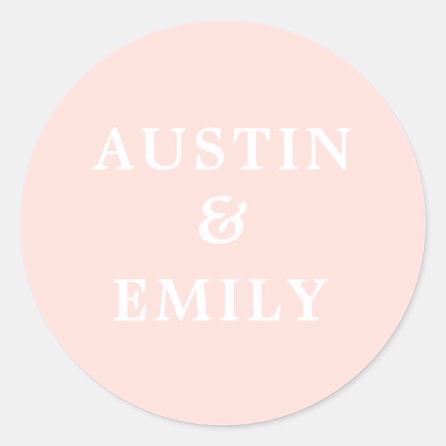 Sticker Rond Mariage rose vif moderne personnalisé (Devant)