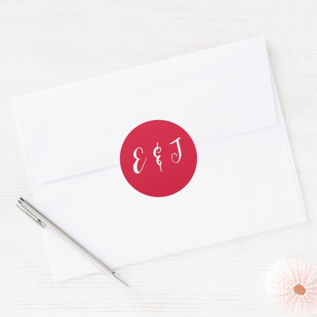 Sticker Rond Mariage Rouge Cerise (Enveloppe)