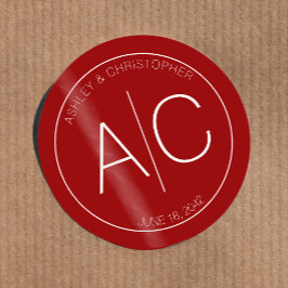 Sticker Rond Mariage rouge Crimson minimaliste moderne
