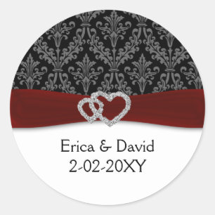 Sticker Rond mariage rouge diamante damask