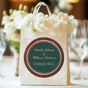 Sticker Rond Mariage rouge victorien en cuir Snakeskin Favore