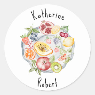 Sticker Rond Mariage rustique à l'aquarelle italienne