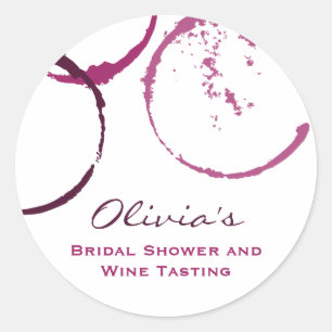 Sticker Rond Mariage Rustique avec Tache de Vin de Bourgogne