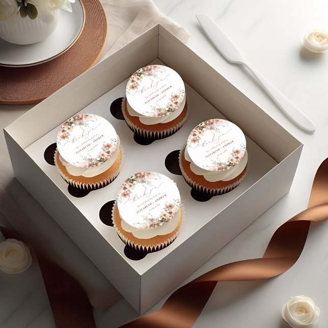 Sticker Rond Mariage Rustique Boho Garden Flowers (Créateur téléchargé)