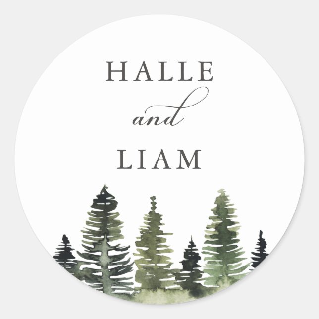Sticker Rond Mariage rustique de pin sylvestre (Devant)
