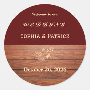 Sticker Rond Mariage rustique élégant