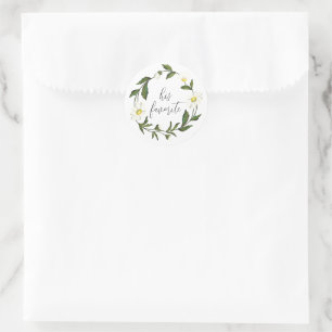 Sticker Rond Mariage rustique floral Marguerite blanche