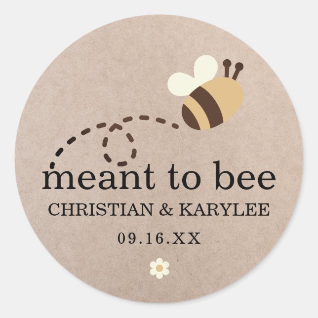 Sticker Rond Mariage Rustique Meant To Bee (Devant)