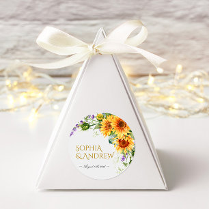 Sticker rond Mariage Rustique Sunflowers & Lavande