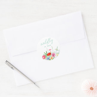 Sticker Rond Mariage sauvagement amoureux Enterrement de vie de