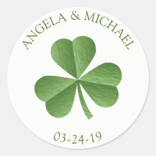 Sticker Rond Mariage Shamrock irlandais vert