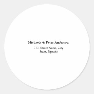 Sticker Rond Mariage simple adresse de retour minimale