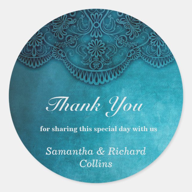 Sticker Rond Mariage simple Blue Elegance (Devant)