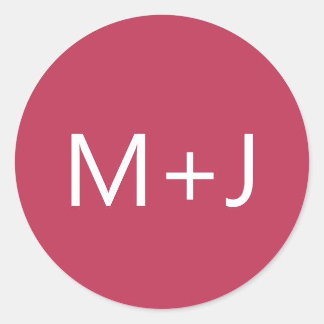 Sticker Rond Mariage simple de monogramme rose magenta (Devant)