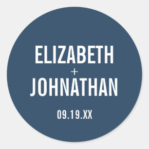 Sticker Rond Mariage simple de typographie marine