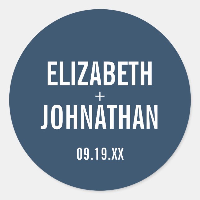 Sticker Rond Mariage simple de typographie marine (Devant)