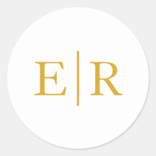 Sticker Rond Mariage simple élégant monogramme or