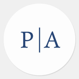 Sticker Rond Mariage simple marine bleu et blanc