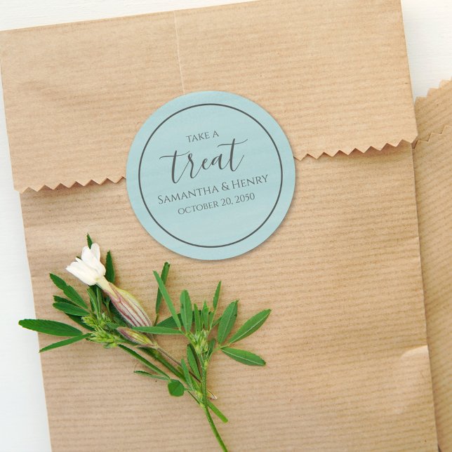 Sticker Rond Mariage Simple Turquoise Calligraphie Script Cadea (Créateur téléchargé)