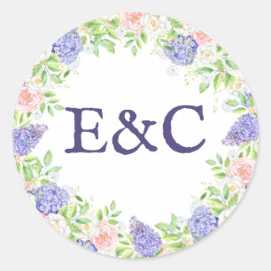 Sticker Rond Mariage sophistiqué Lilac et Peony