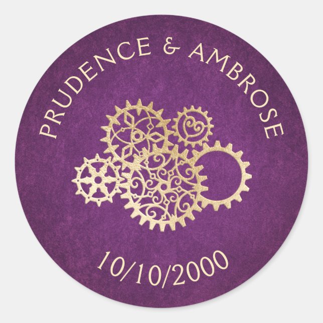 Sticker Rond Mariage Steampunk (Devant)
