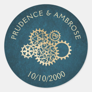 Sticker Rond Mariage Steampunk