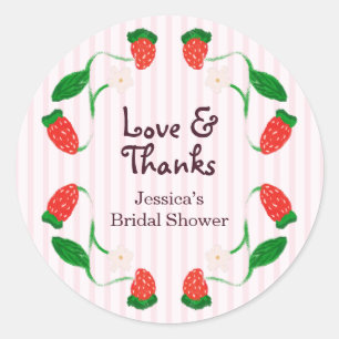 Sticker Rond Mariage Strawberry Pink Amour et Remerciements Ent