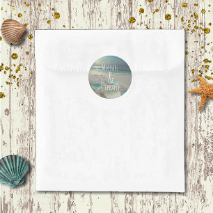 Sticker Rond Mariage sur la plage de Seahorse Sea Glass 