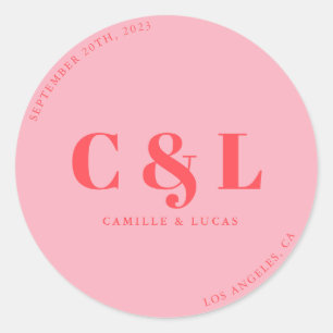 Sticker Rond Mariage tendance Retro Pink