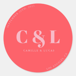Sticker Rond Mariage tendance Retro Pink