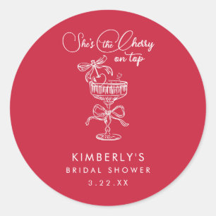 Sticker Rond Mariage Tendance Rouge Elle Est La Cerise Sur Le G