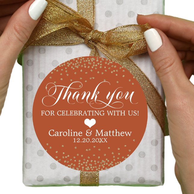 Sticker Rond Mariage Terracotta Sprinkle MERCI Clas (Créateur téléchargé)