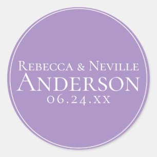 Sticker Rond Mariage texte simple élégant moderne Lavande