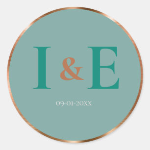 Sticker Rond Mariage texte Turquoise Faux Faux Foil Frame