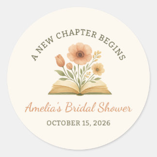 Sticker Rond Mariage Thème Livre - Floral Aquarelle