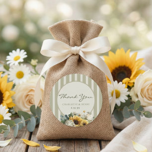 Sticker Rond Mariage Tournesol