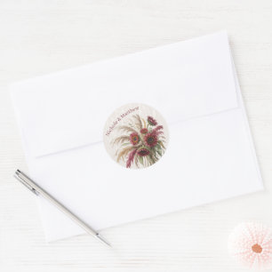 Sticker Rond Mariage Tournesol et Herbe de Pampas de Bourgogne