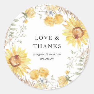 Sticker Rond Mariage Tournesol Fin Été Favoriser